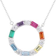 SUZY LEVIAN Sterling Silver Open Circle CZ Pendant Necklace