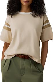 Faherty Throwback Stripe Sleeve Organic Cotton T-Shirt