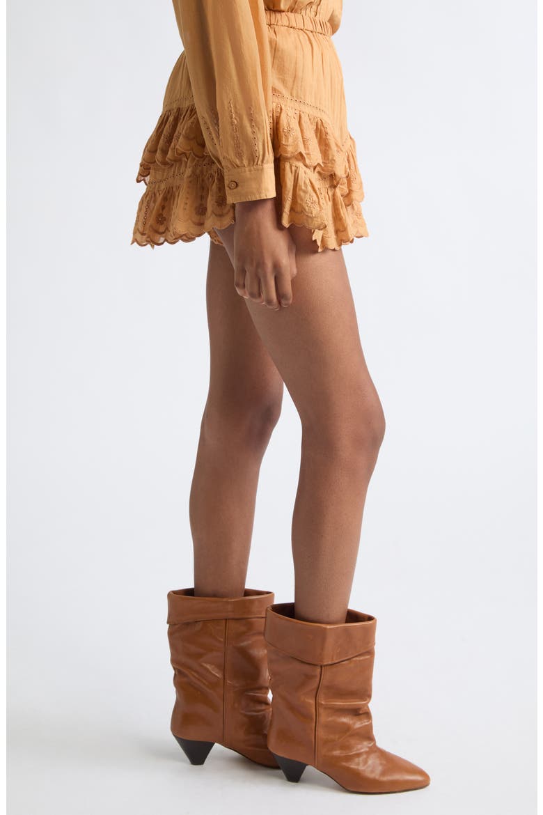 Jocadia Ruffle Cotton Miniskort, Alternate, color, CARAMEL