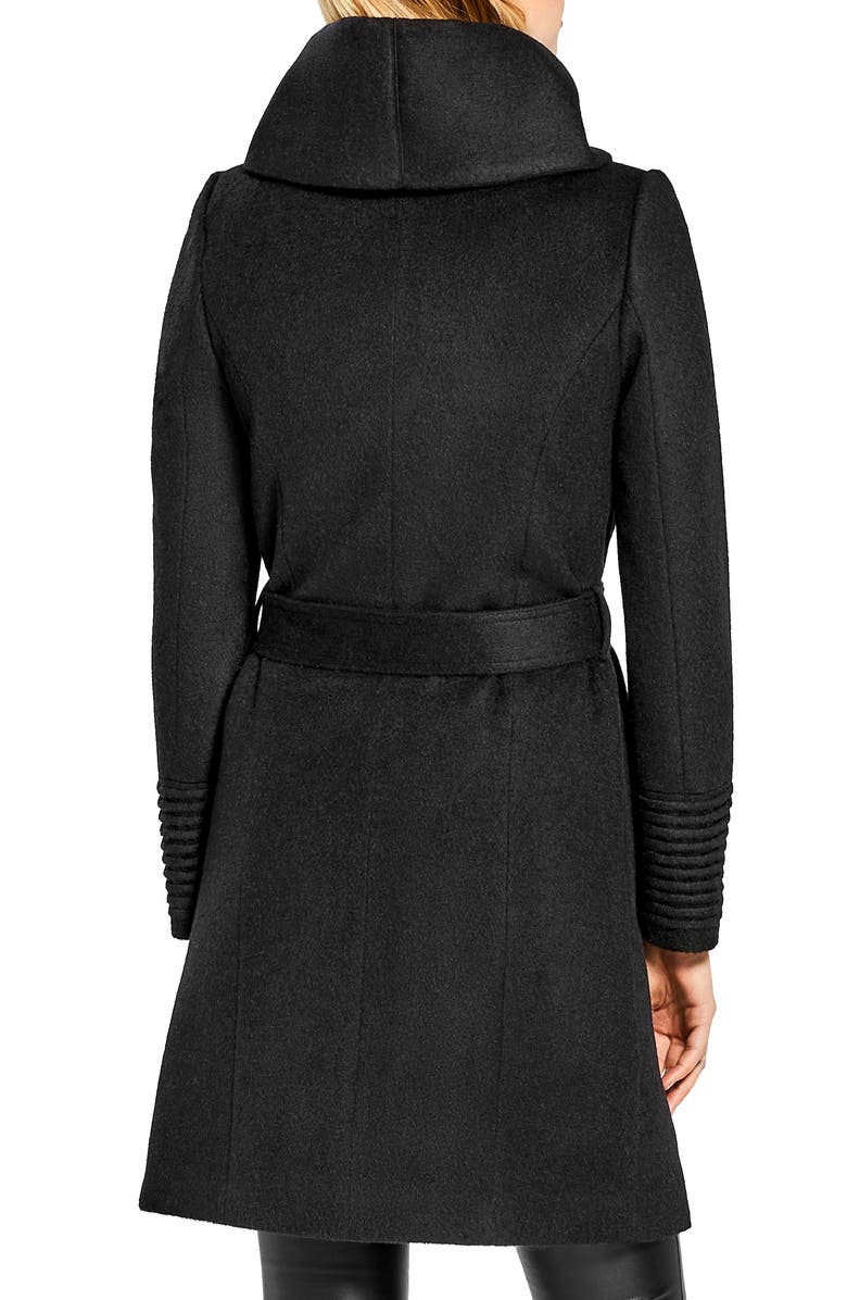 SENTALER Hooded Alpaca & Wool Wrap Coat, Alternate, color, Black