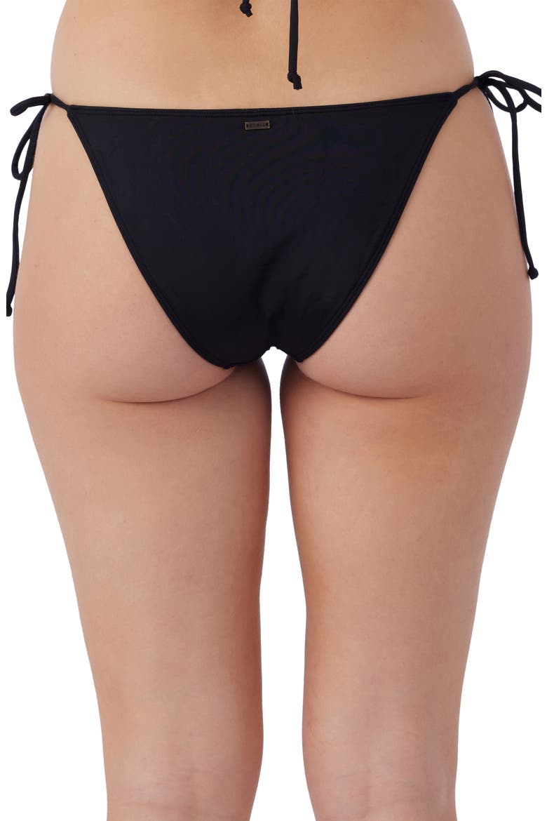 Saltwater Solids Maracas Side Tie Bikini Bottoms, Alternate, color, BLACK