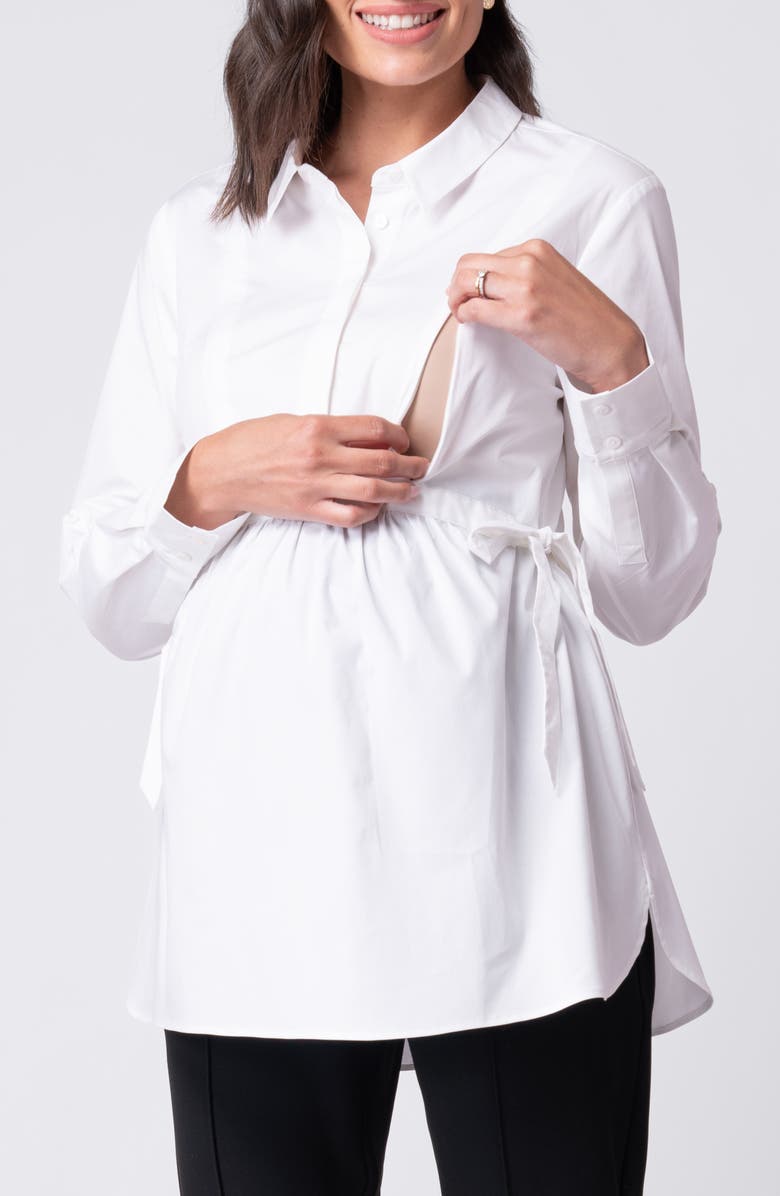 Seraphine Poplin Maternity/Nursing Shirt, Alternate, color, 