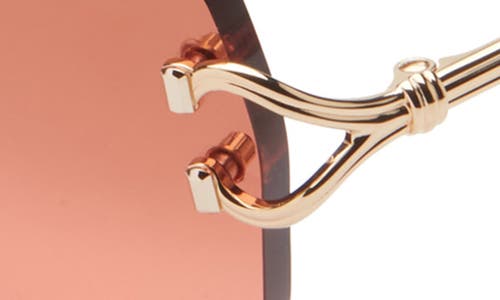 Cartier 56mm Rimless Rectangular Sunglasses In Pink