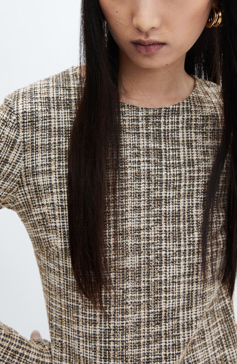 MANGO Long Sleeve Tweed Minidress, Alternate, color, 
