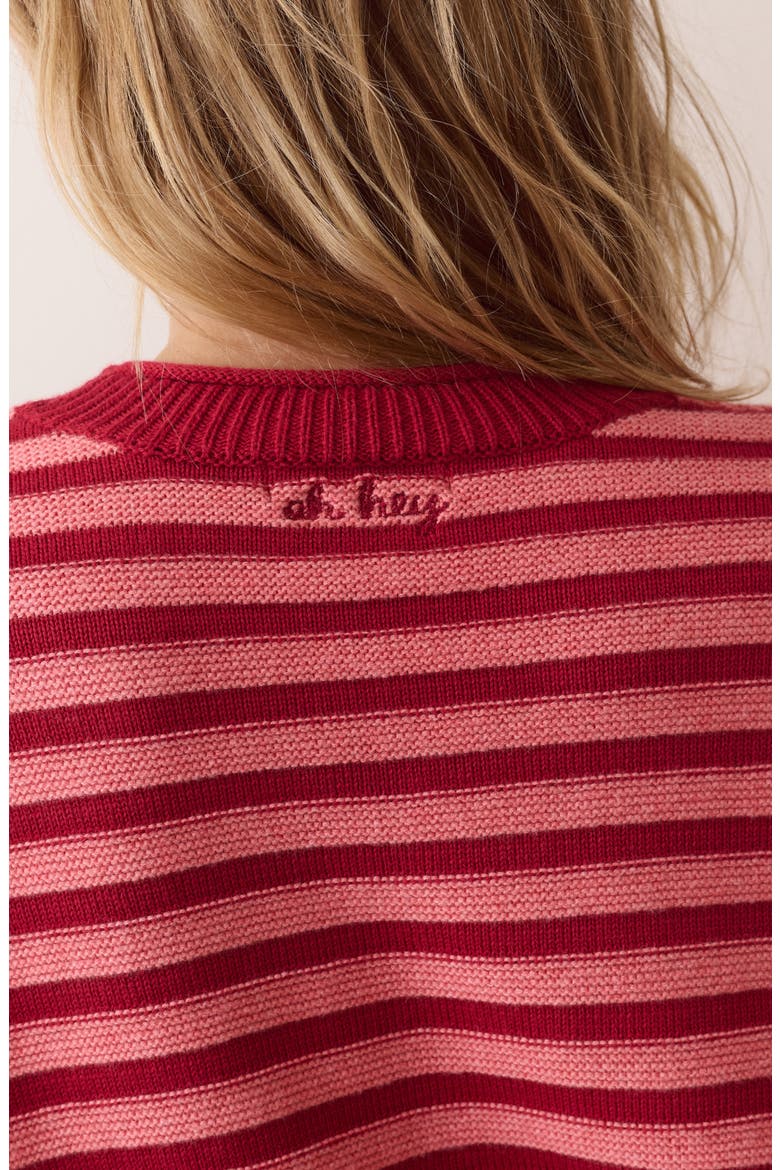 Suki Striped Crewneck Sweater, Alternate, color, DUSK ROSE STRIPE