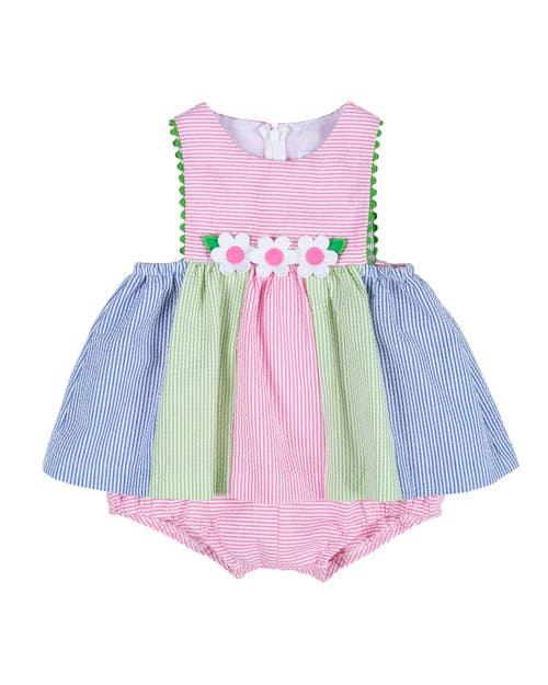 Florence Eiseman Seersucker Romper With Flowers In Multicolor