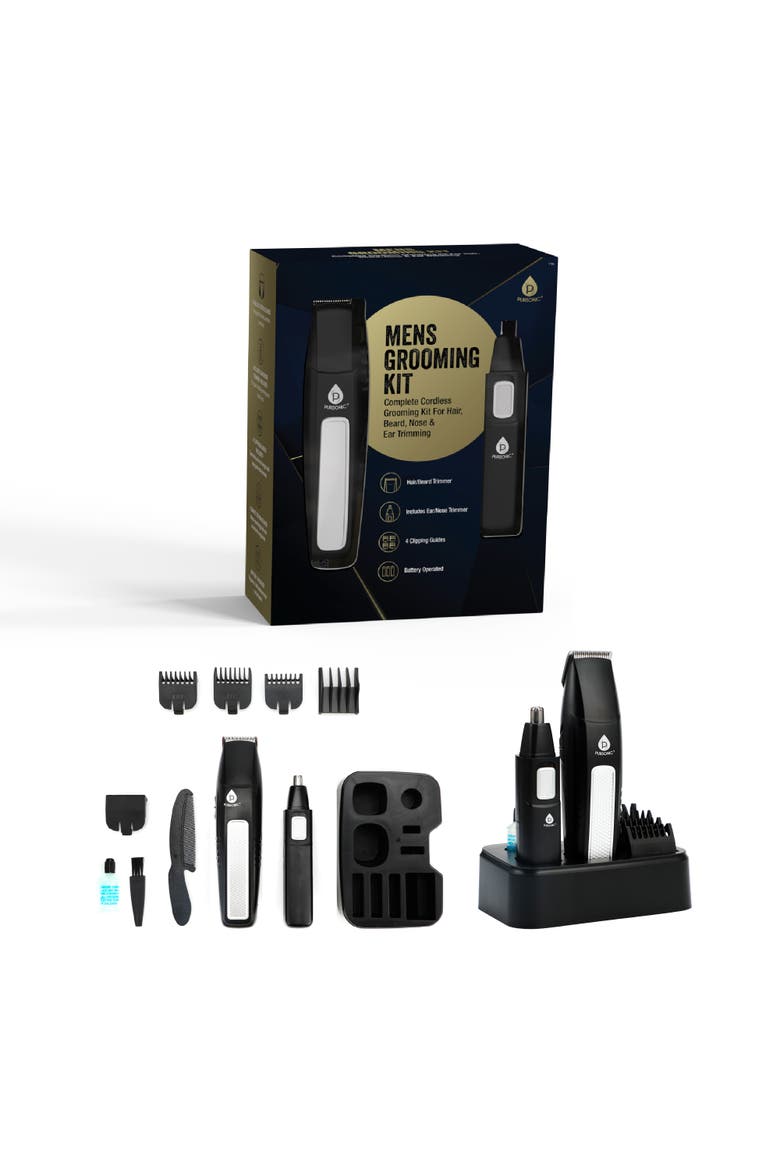 Men's 10-Piece Grooming Kit - Hair, Beard, Nose & Ear Trimmer, Alternate, color, Black