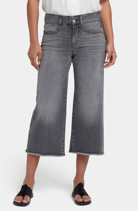 Brigitte Frayed High Waist Wide Leg Capri Jeans (Frontera Bluffs)