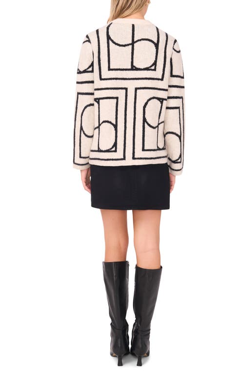 Vince Camuto Geometric Jacquard Crewneck Sweater In White