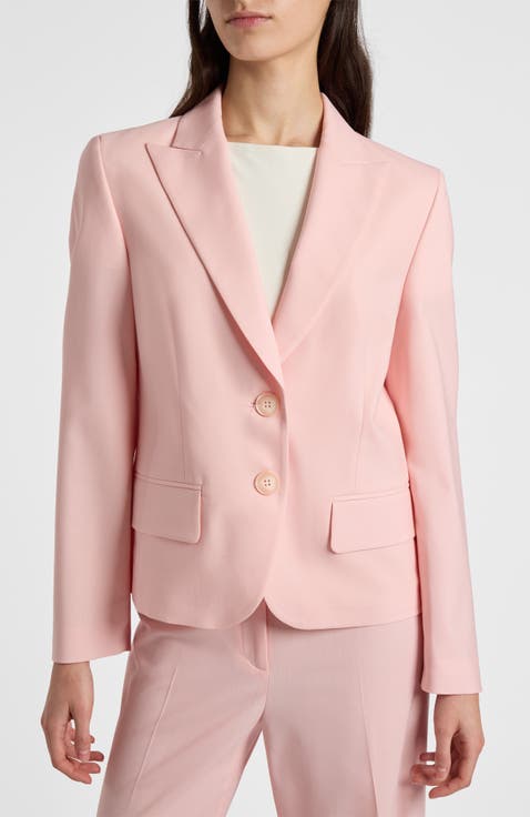 Jodie Two-Button Blazer in Tropical Wool Stretch