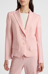 Santorelli Jodie Two-Button Blazer in Tropical Wool Stretch