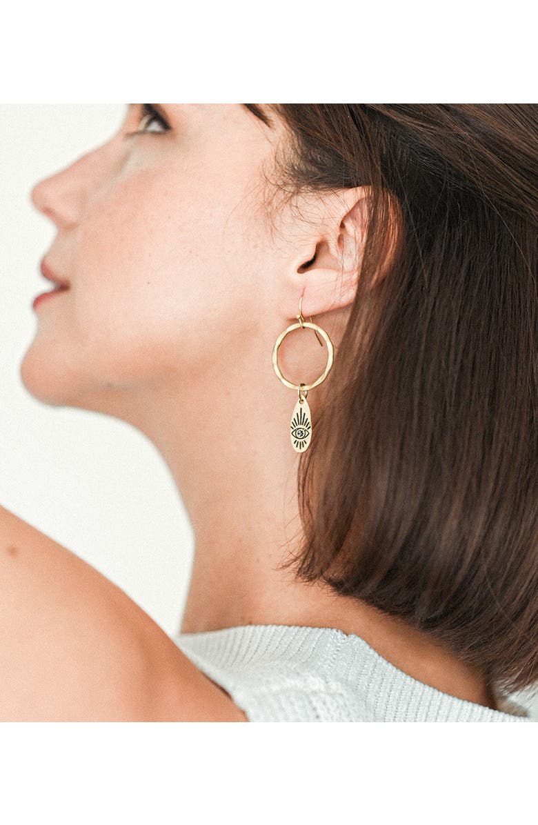 Matr Boomie Ruchi Evil Eye Charm Hoop Earrings, Alternate, color, Gold