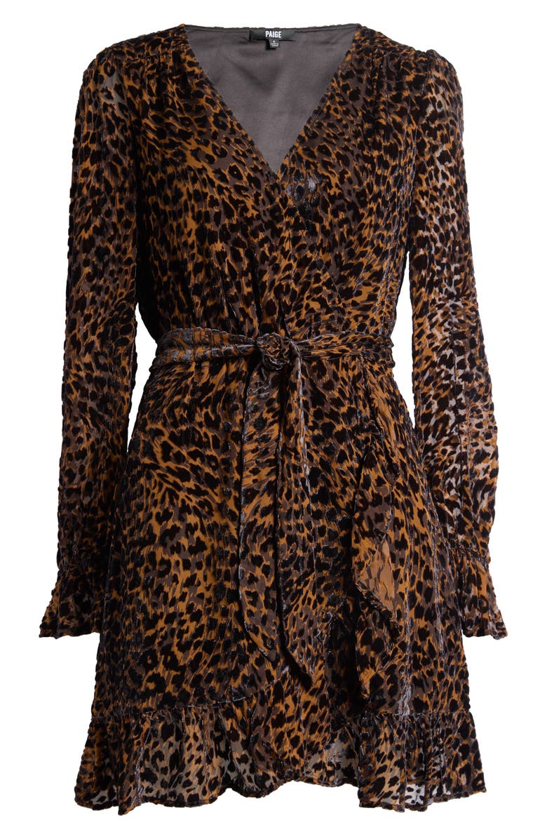 PAIGE Ysabel Long Sleeve Leopard Velvet Burnout Dress, Alternate, color, Landslide Multi