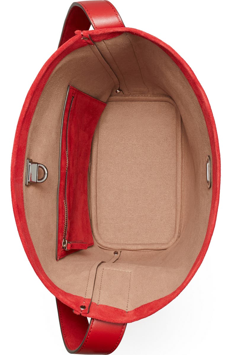 Tory Burch Slim Suede Bucket Bag, Alternate, color, Red