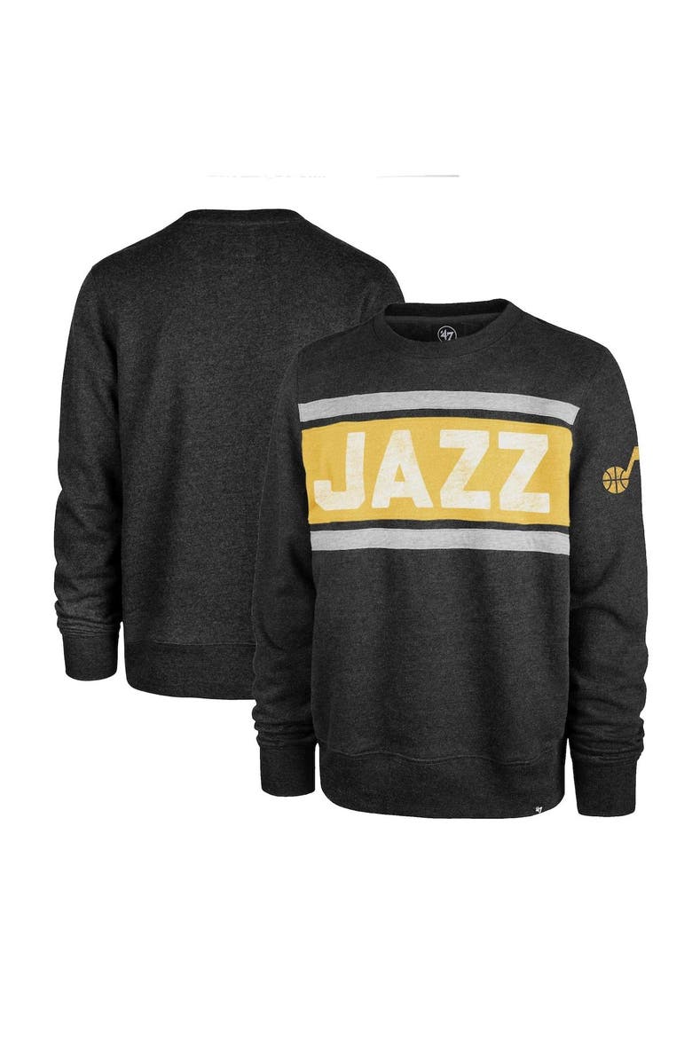 Men's '47 Heather Black Utah Jazz Tribeca Emerson Pullover Sweatshirt, Main, color, Heather Black