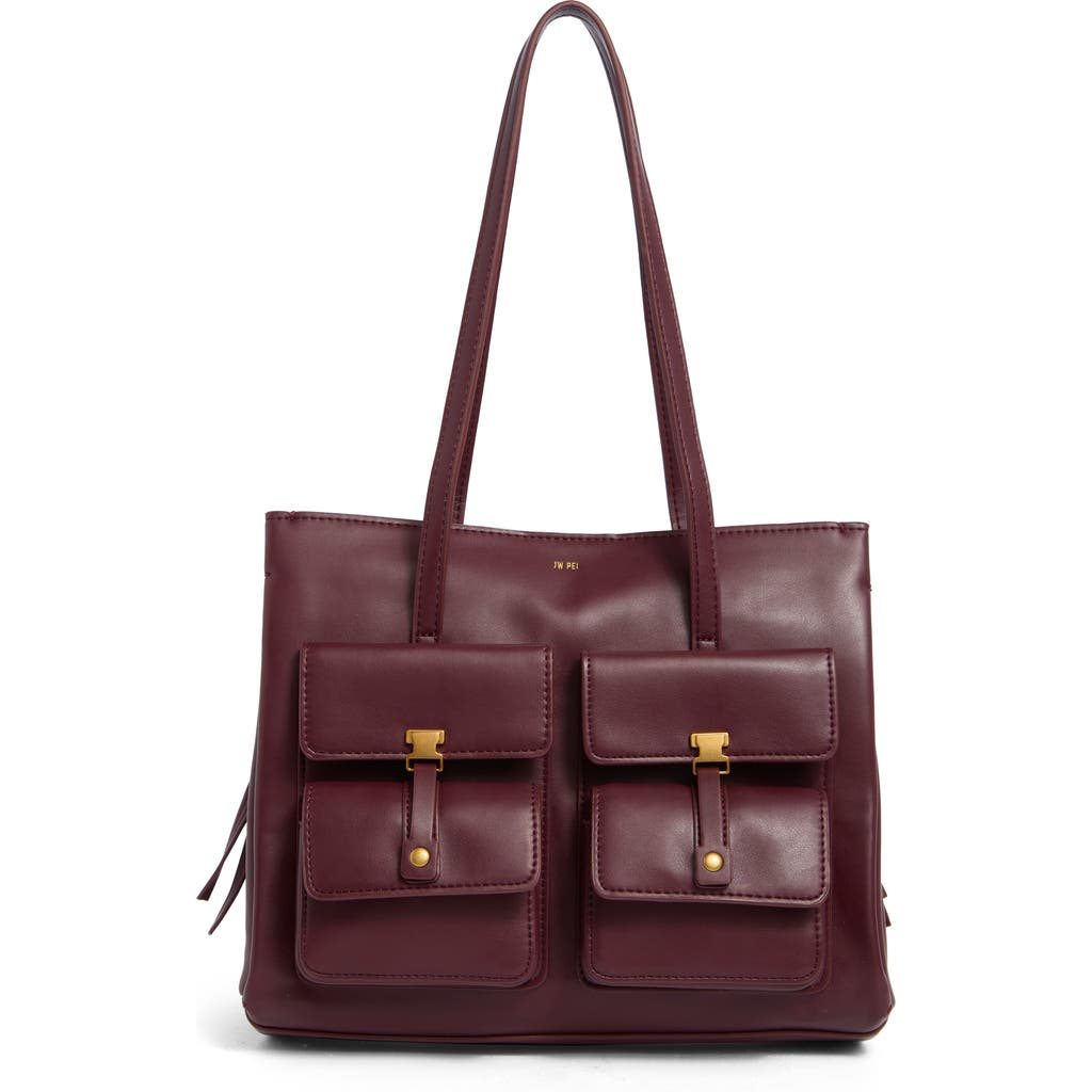 JW PEI Linda Small Faux Leather Tote in Deep Burgundy at Nordstrom Rack