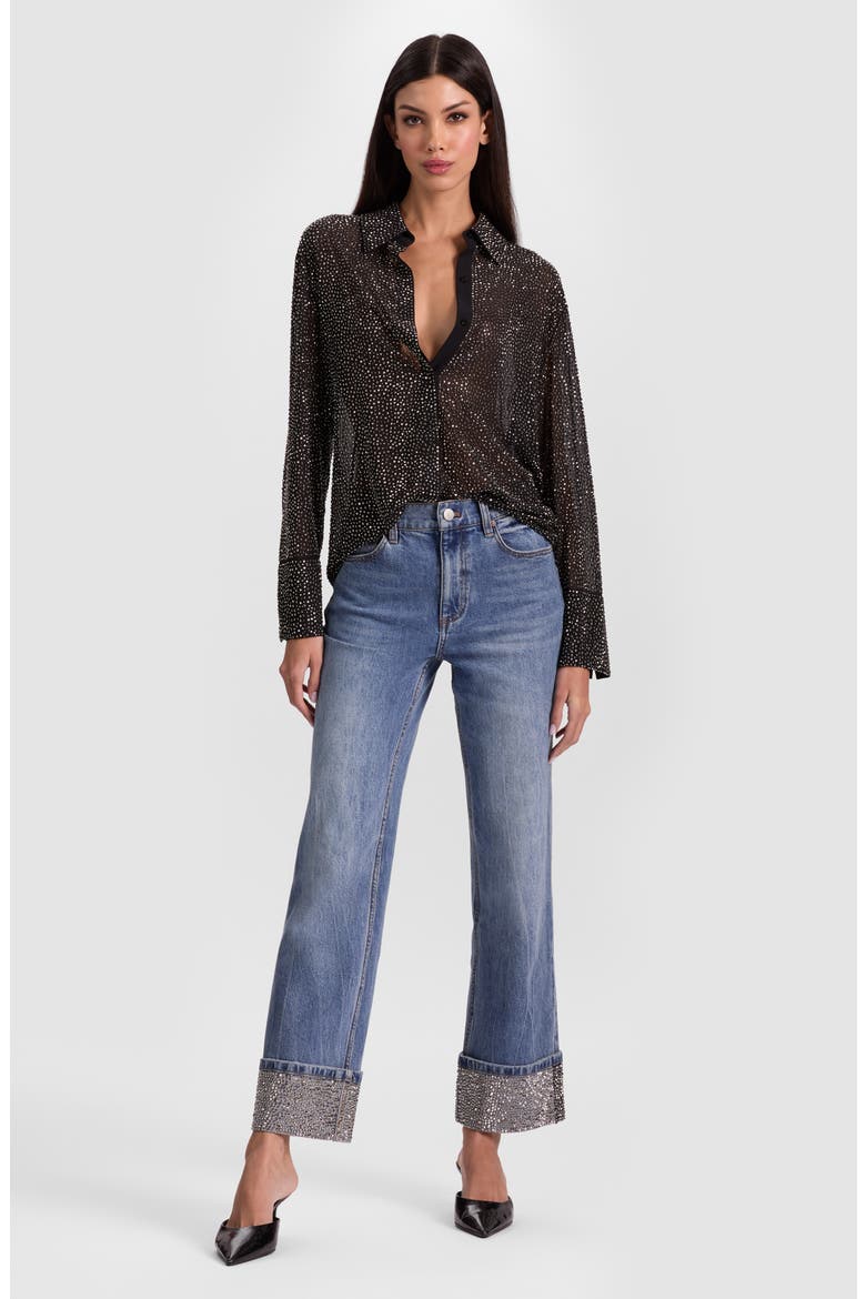 Chic Embellished Cuffed Ankle Jeans, Alternate, color, BROOKLYN BLUE