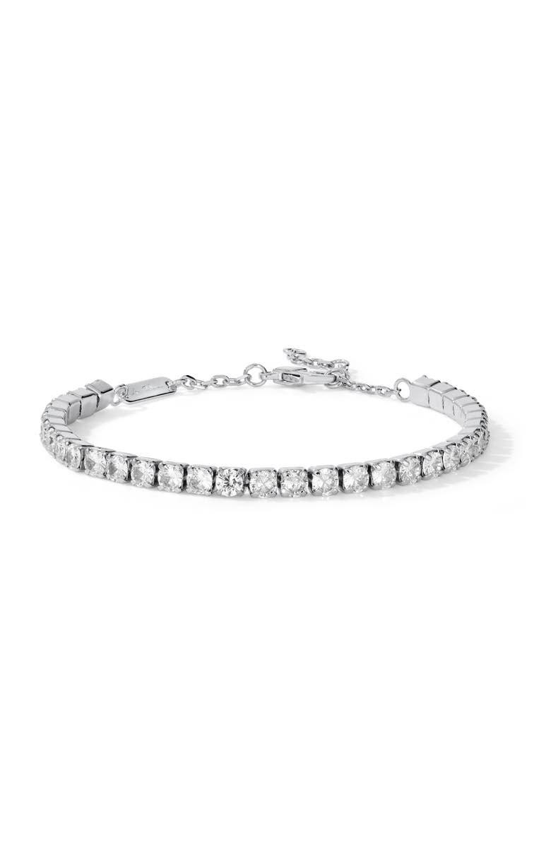 Anna Zuckerman Petite Glamour 5 Carat Tennis Bracelet, Main, color, Platinum