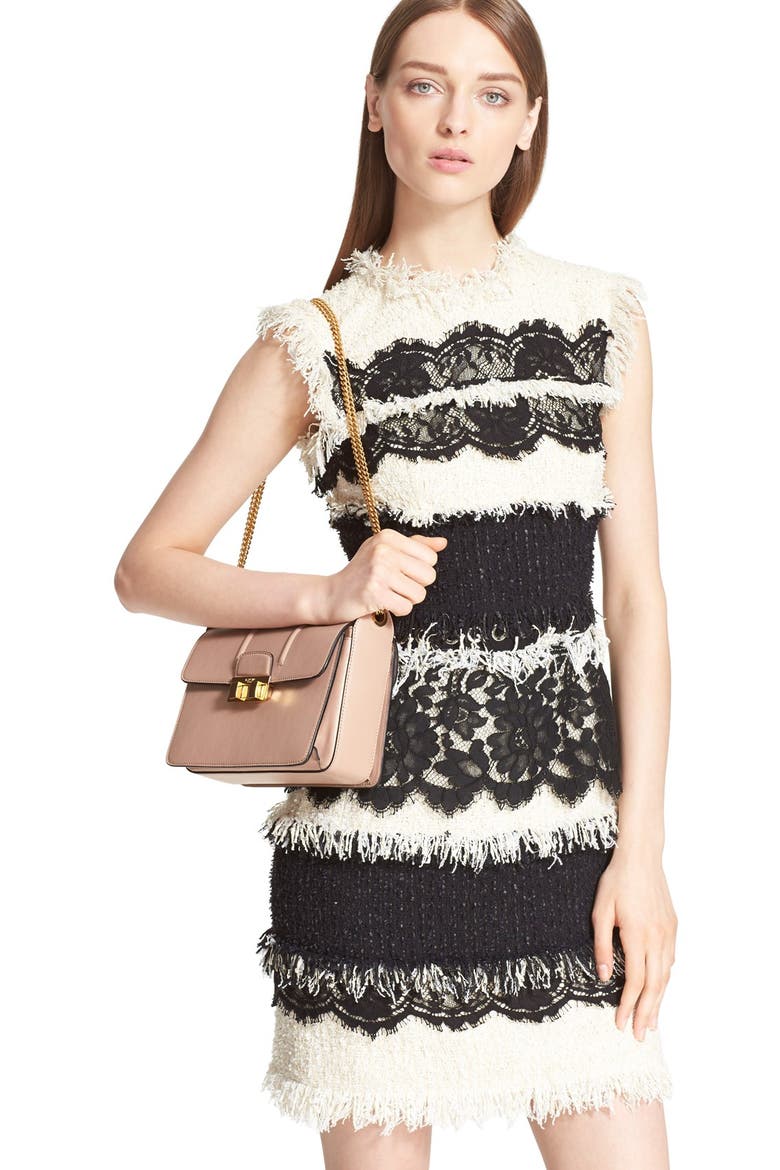 Tweed & Lace Sleeveless Dress, Alternate, color, IVORY/ BLACK
