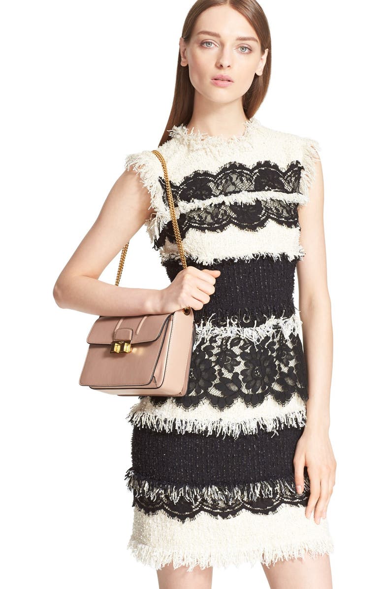 Lanvin Tweed & Lace Sleeveless Dress, Alternate, color, Ivory/ Black
