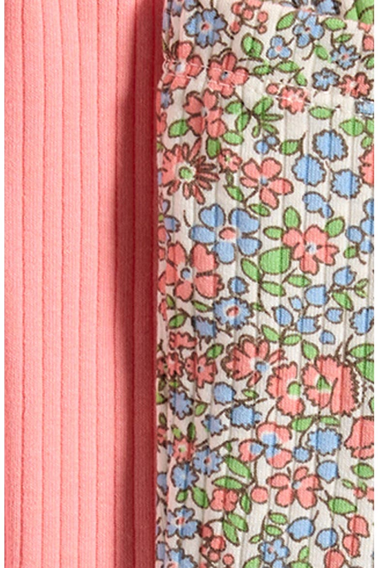 2-Pack Assorted Stretch Organic Cotton Rib Leggings, Alternate, color, MULTI FLORAL PINK