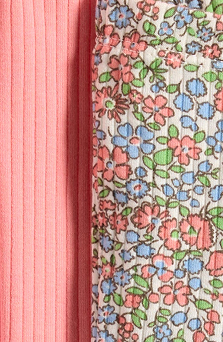 Little Planet 2-Pack Assorted Stretch Organic Cotton Rib Leggings, Alternate, color, Multi Floral Pink