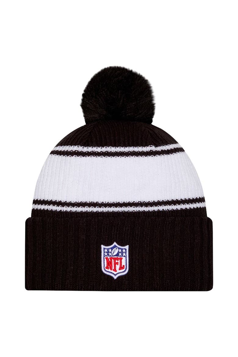 Men's New Era Black New York Jets 2024 Sideline Cuffed Knit Hat with Pom, Alternate, color, Black