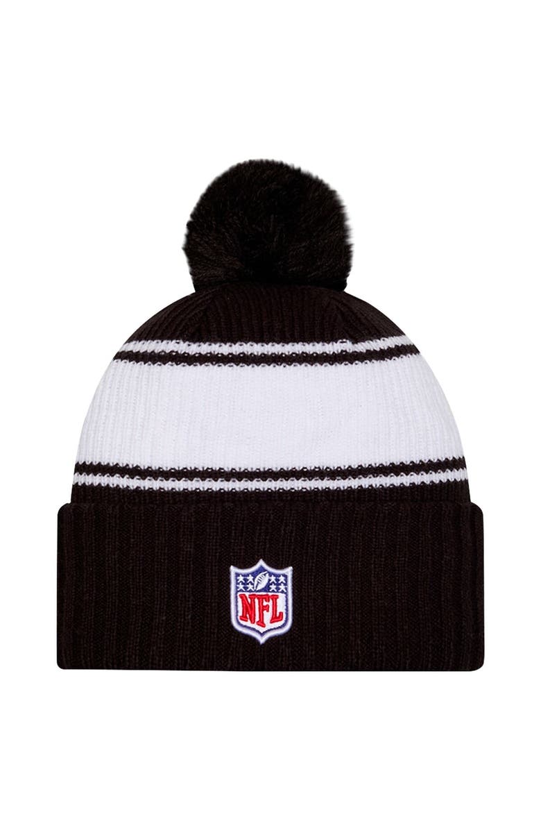 New Era Men's New Era Black New York Jets 2024 Sideline Cuffed Knit Hat with Pom, Alternate, color, Black