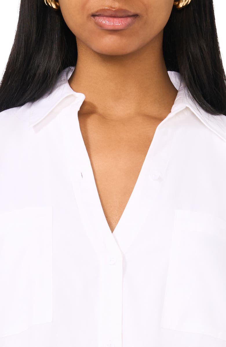 Halogen<sup>®</sup> Cotton Bubble Hem Popover Shirtdress, Alternate, color, Bright White