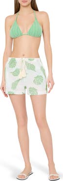 Milly Corried Embroidered Tie Waist Shorts