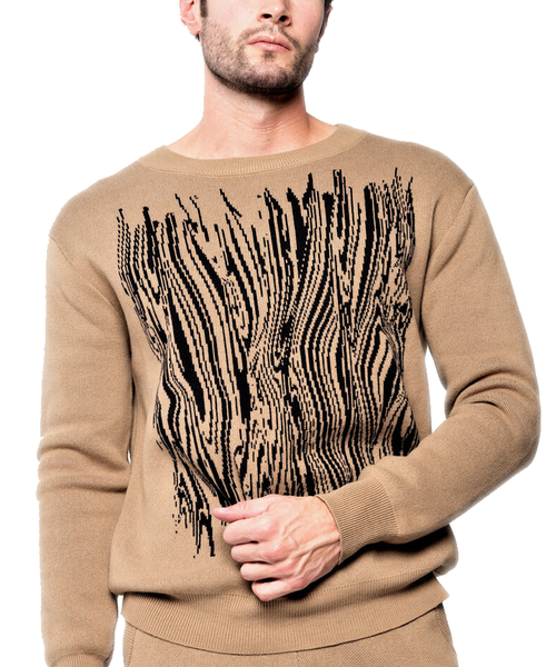 Dai Moda Mens' Caviar Embroidery Print Sweater