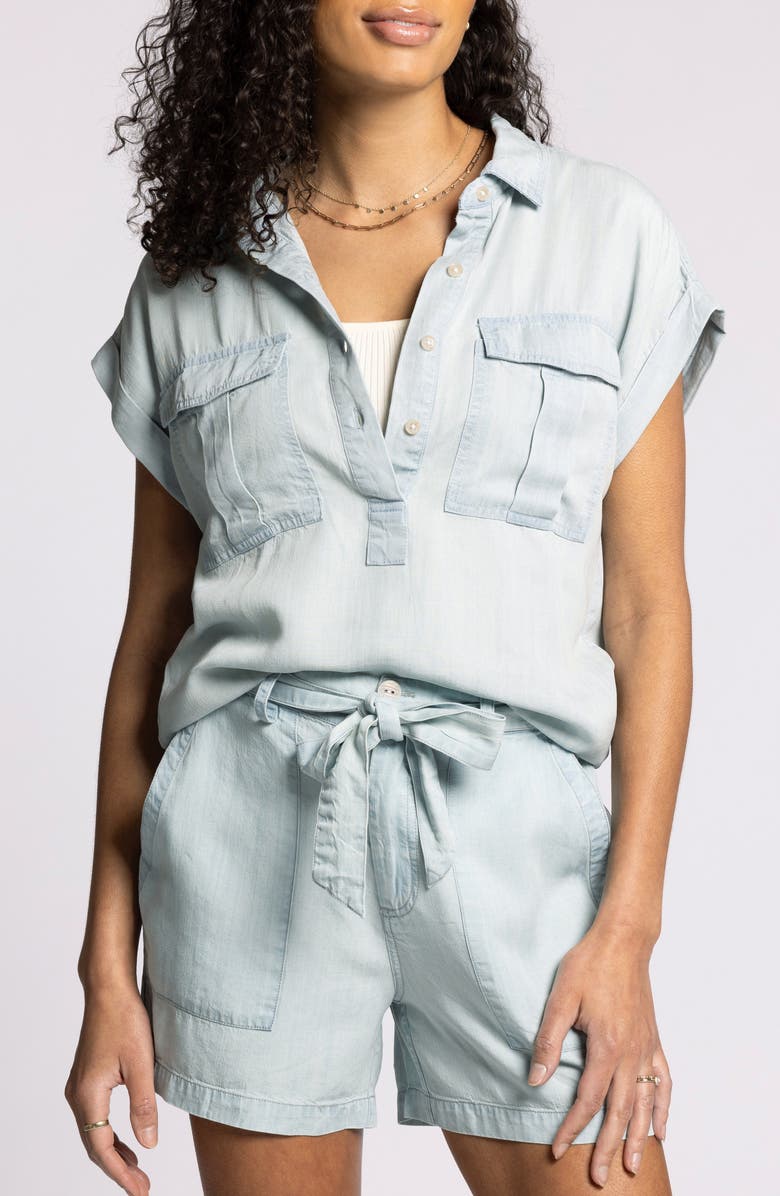 Thread & Supply Moore Short Sleeve Chambray Top, Main, color, Jolie Wash