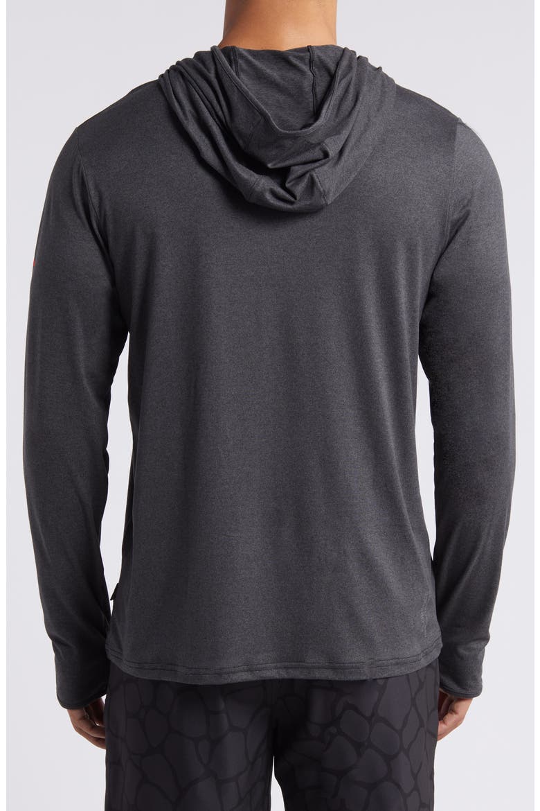 Sun Pro Adapt Long Sleeve Hooded Performance Top, Alternate, color, HEATHER BLACK
