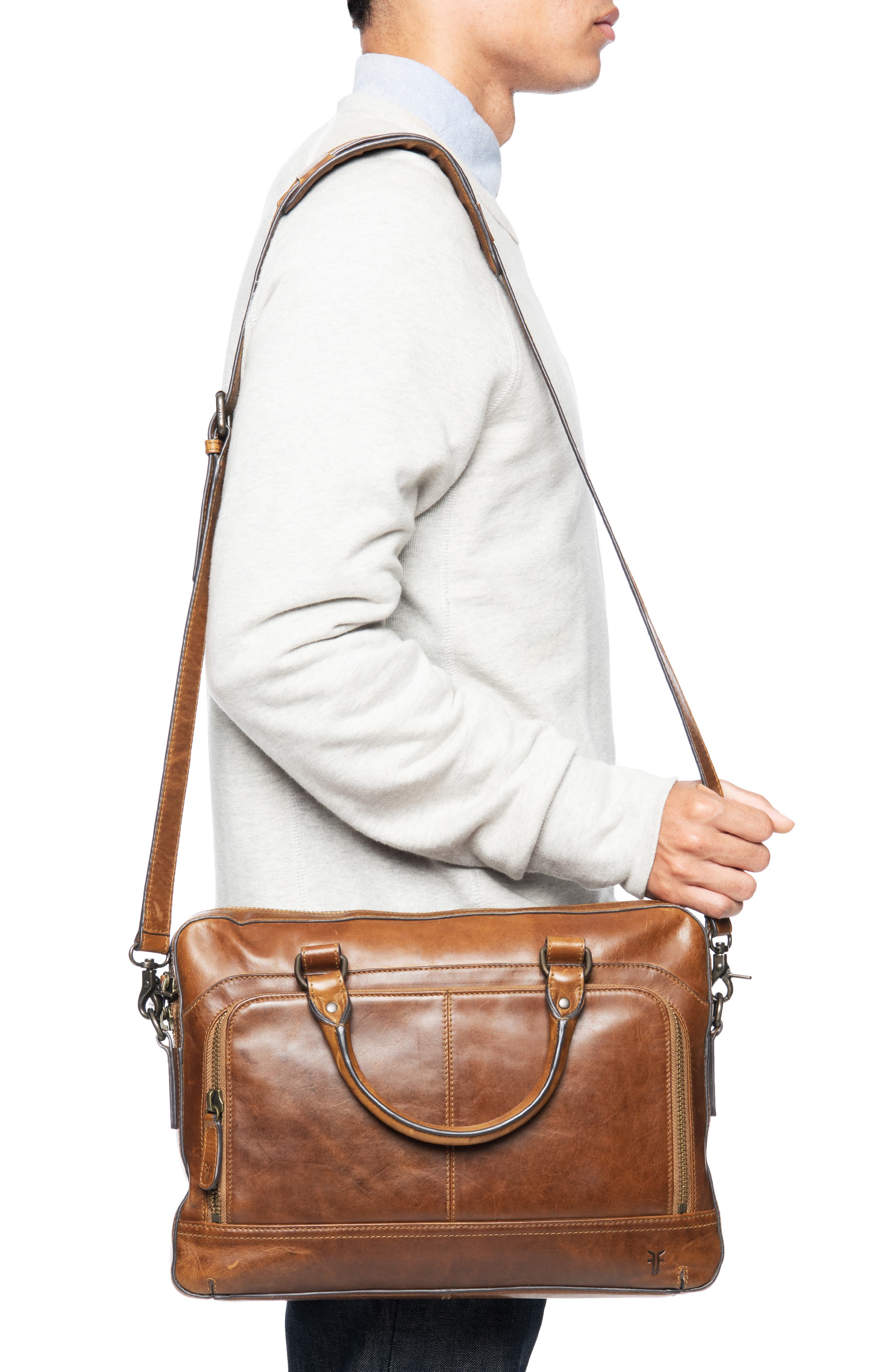 Frye Logan Leather Briefcase, Alternate, color, 