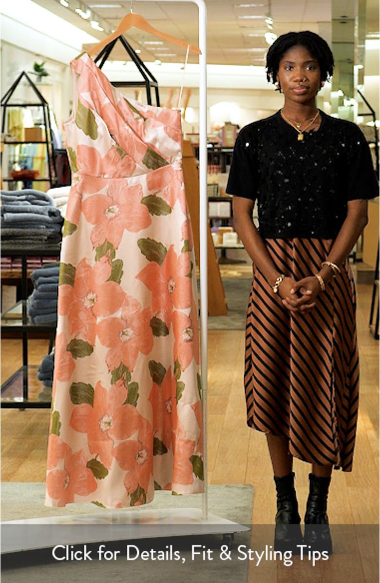 Print Jacquard One-Shoulder Gown, sales video thumbnail