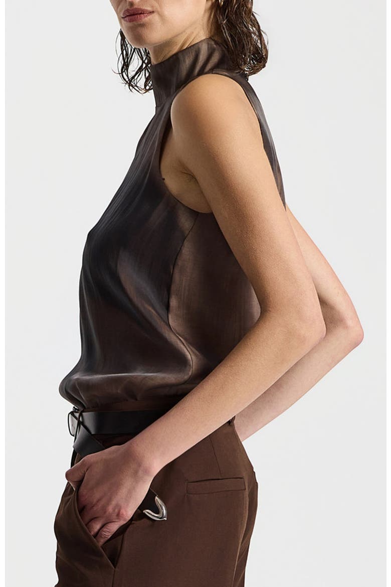 Vicky Sleeveless High-Neck Patterned Top, Alternate, color, Tie Dye Brown