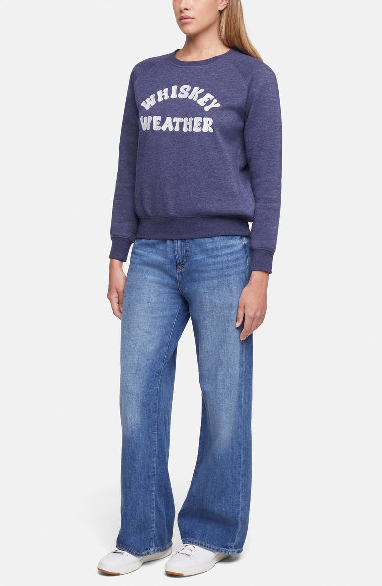 Wildfox Whisky Weather Keely Embroidered Sweatshirt, Alternate, color, Peacoat