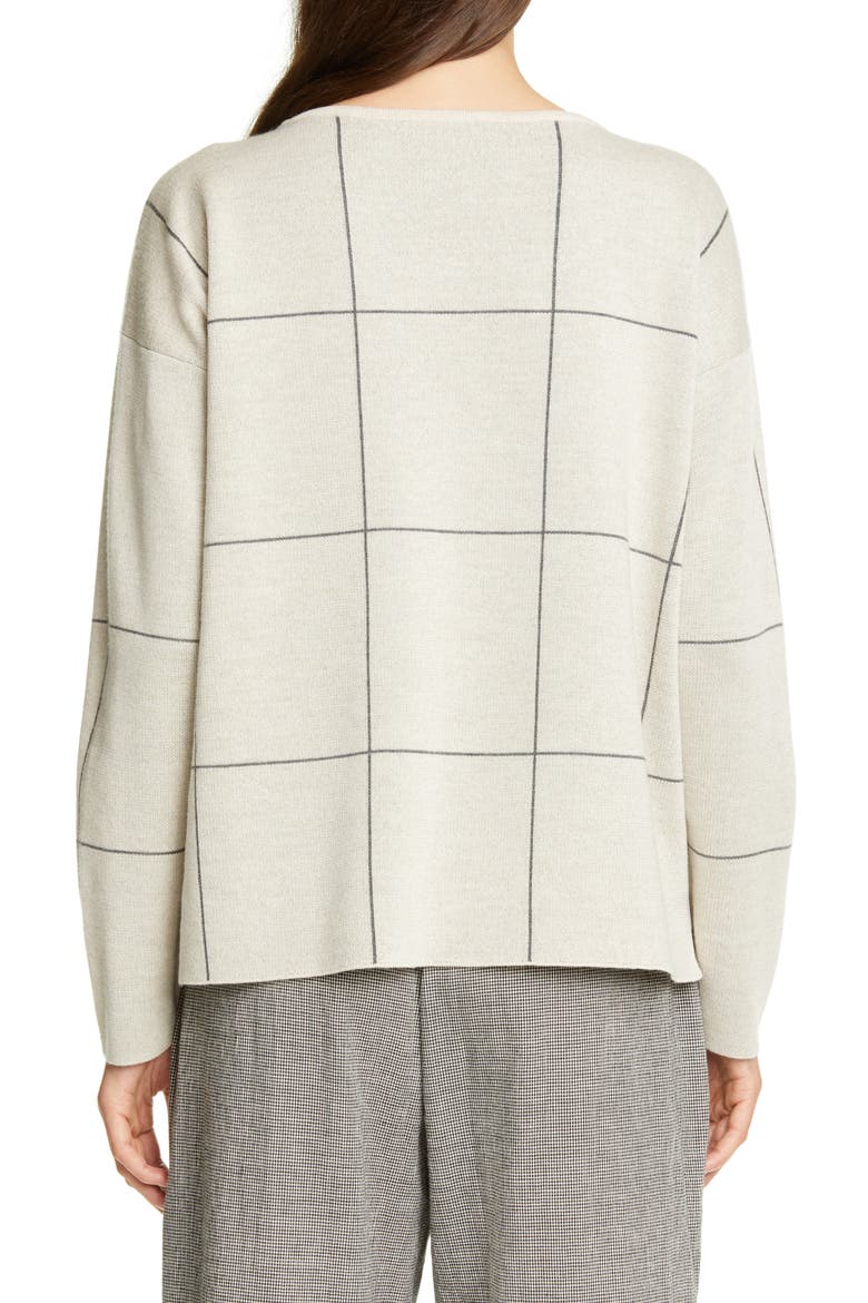 Windowpane Check Merino Wool Sweater, Alternate, color, CASHEW