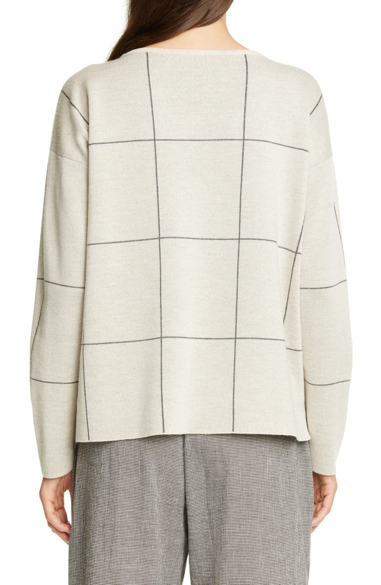 Eileen Fisher Windowpane Check Merino Wool Sweater, Alternate, color, 