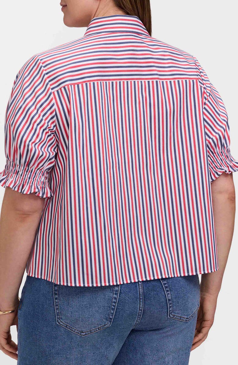 Foxcroft Vivienne Stripe Elbow Sleeve Matte Sateen Button-Up Shirt, Alternate, color, 