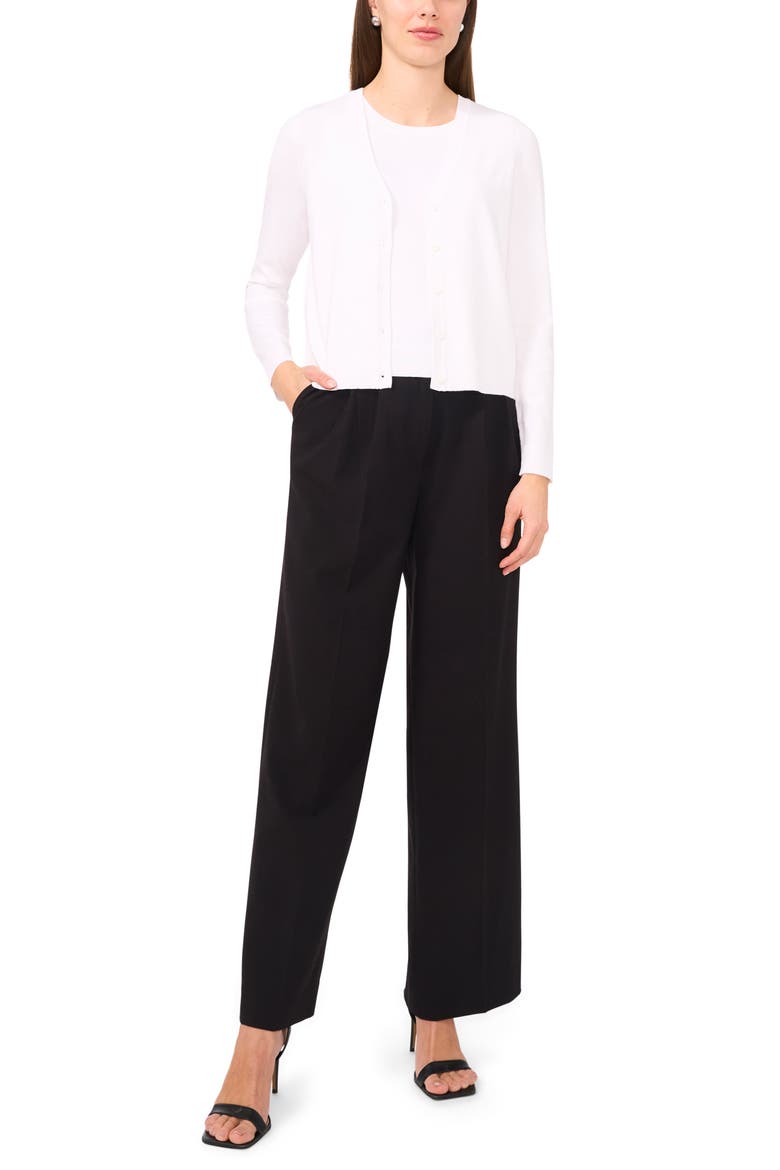 V-Neck Cardigan, Alternate, color, BRIGHT WHITE