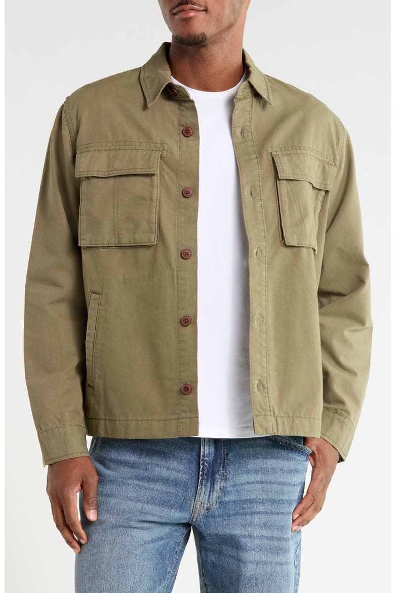 Utility Cotton Canvas Overshirt, Main, color, DUSTY OLIVE