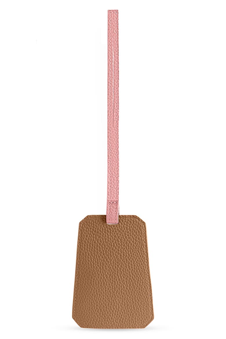 Leather Luggage Tag, Alternate, color, Sandstone Lily