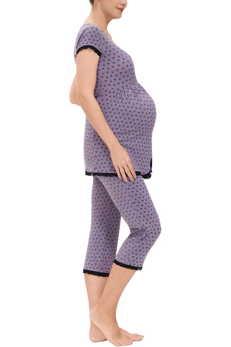 Luna Maternity Nursing 2-Piece Pajama Set, Alternate, color, Gray