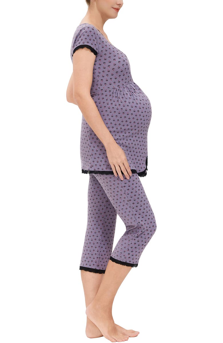 Kimi & Kai Luna Maternity Nursing 2-Piece Pajama Set, Alternate, color, Gray