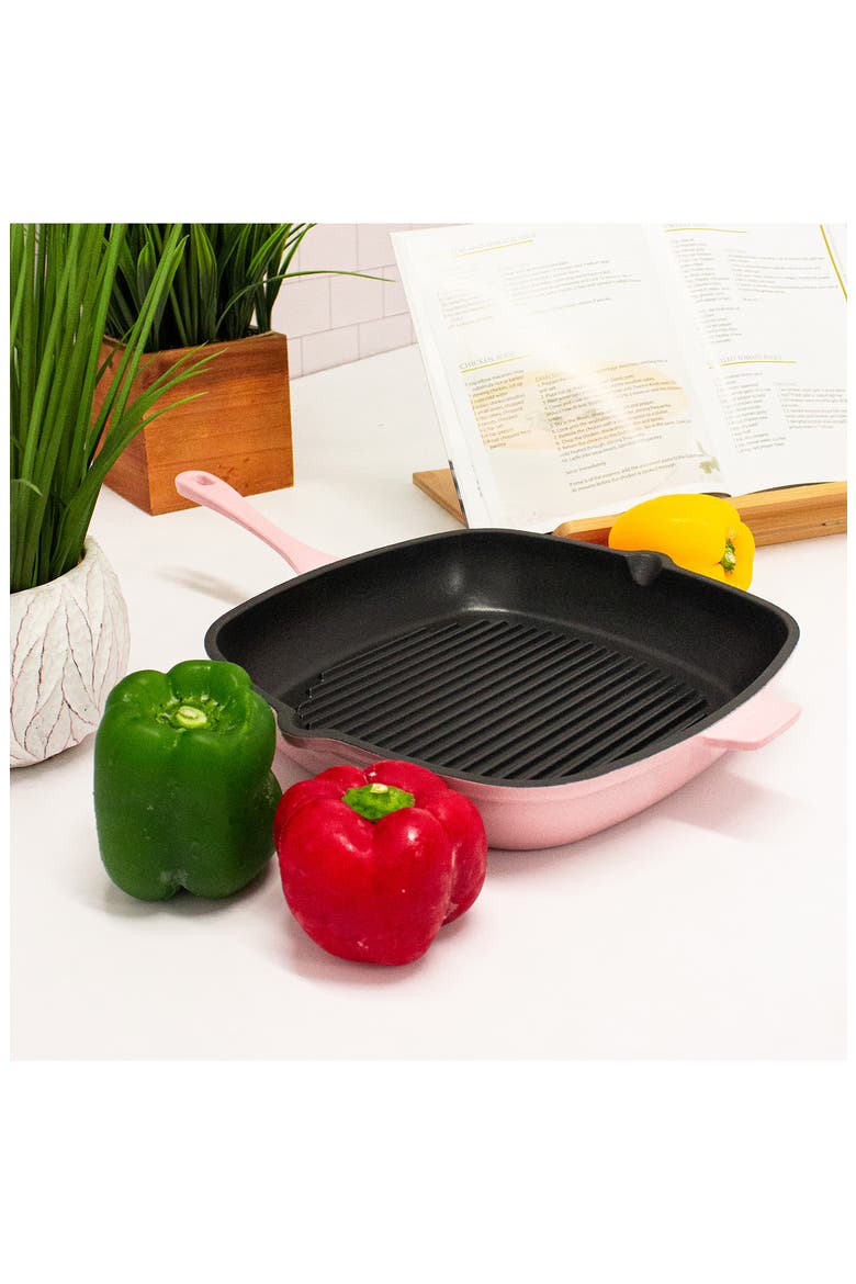 Pink Neo Cast Iron 11" Square Grill Pan, Alternate, color, PINK