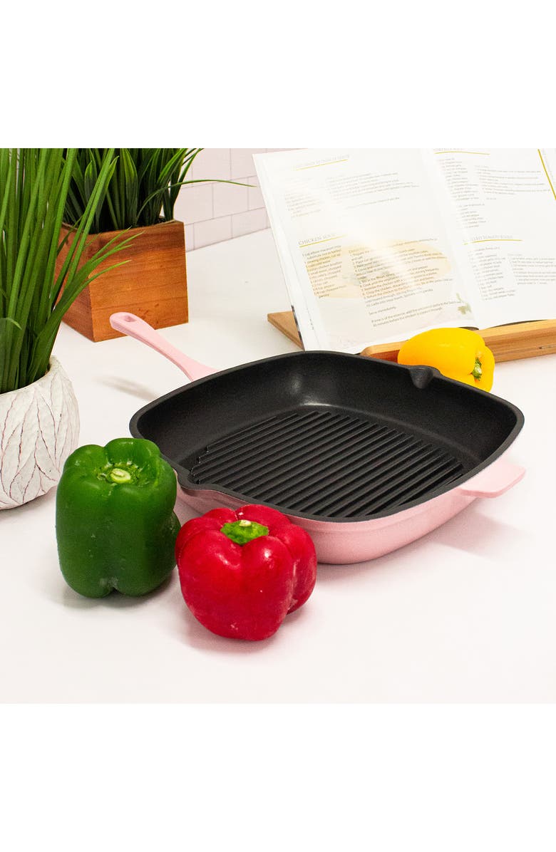 BergHOFF Pink Neo Cast Iron 11" Square Grill Pan, Alternate, color, Pink
