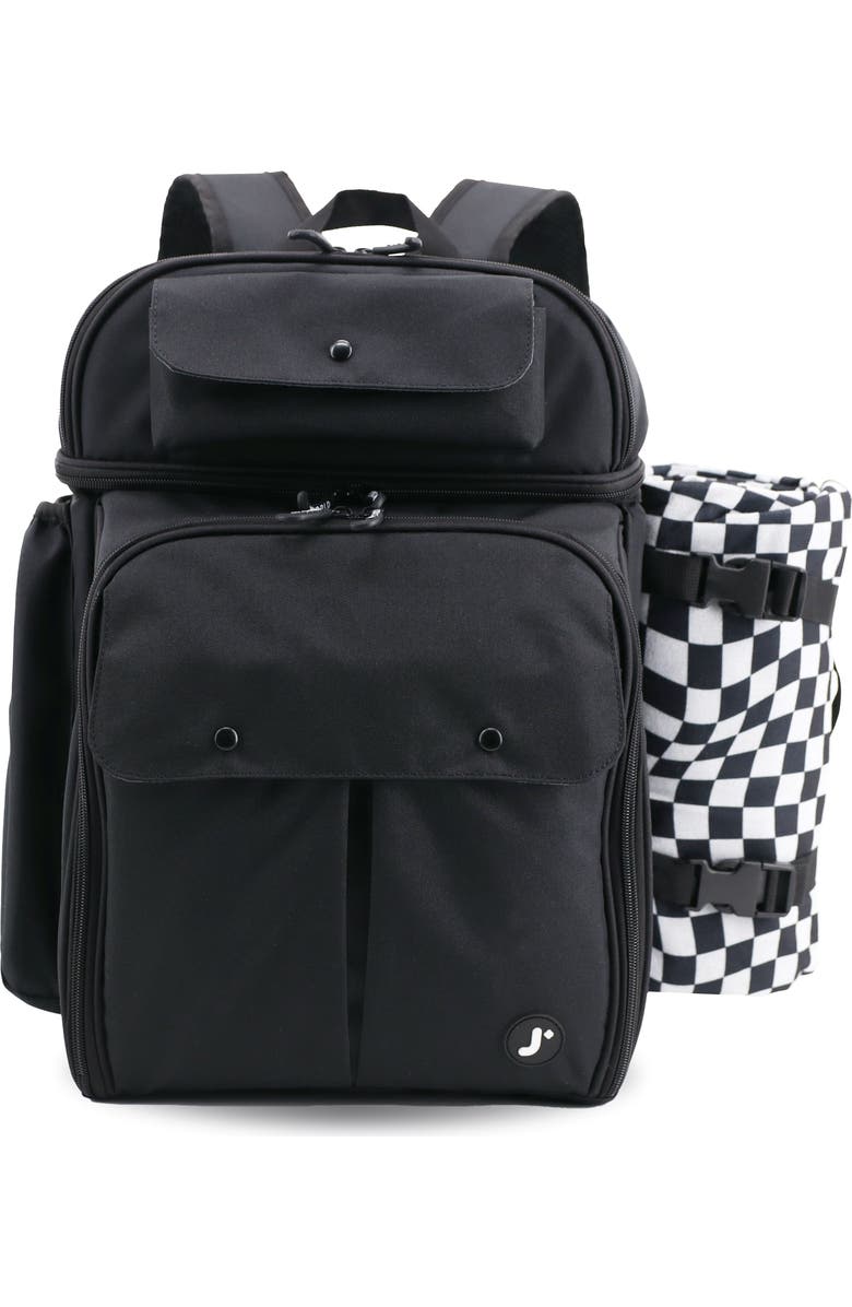J World Picnic Backpack with Insulated Compartments & Picnic Mat, Alternate, color, Black