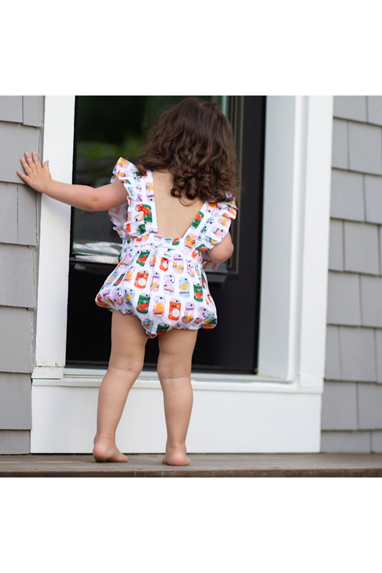 Ruffle Sleeve Bubble Romper, Alternate, color, Soda Pop