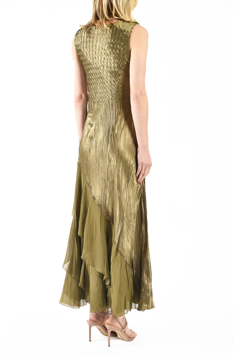 Komarov Ruffle Sleeveless Chiffon & Charmeuse Cocktail Dress, Alternate, color, 